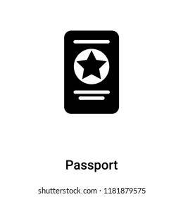 Passport icon vector isolated on white background, logo concept of Passport sign on transparent background, filled black symbol