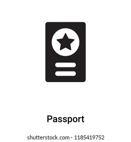 Passport icon vector isolated on white background, logo concept of Passport sign on transparent background, filled black symbol