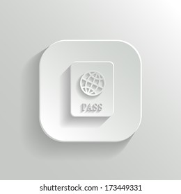 Passport icon - vector white app button with shadow