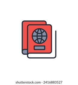 passport icon. vector.Editable stroke.linear style sign for use web design,logo.Symbol illustration.
