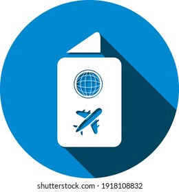 Passport Icon. Visa for traveling icon in vector illustration with two color, black shape, circle color shape and gradient.