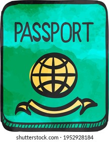 Passport icon in watercolor style.