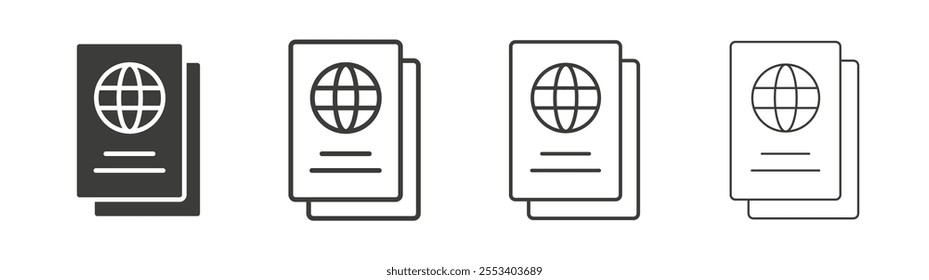 Passport icons collection. vector set in black color