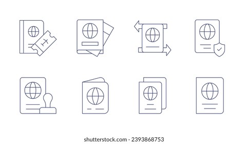 Passport icons. Editable stroke. Containing passport, travel, passports.
