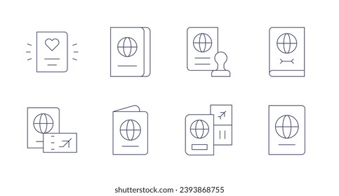 Passport icons. Editable stroke. Containing passport, passports.