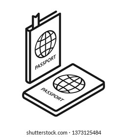 Passport icons. Isometric line. Vector. Isolate on white background.