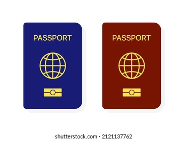 Passport icons set. Identity verification. Foreign passport icons set. Document for travel and immigration. Vector eps 10