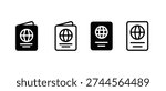Passport icons set vector visa icon