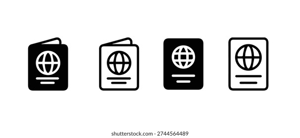 Iconos de pasaporte conjunto icono de visa de Vector