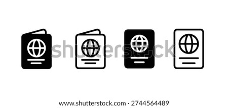 Passport icons set vector visa icon