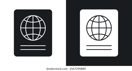 Passport icons in solid black and white colors