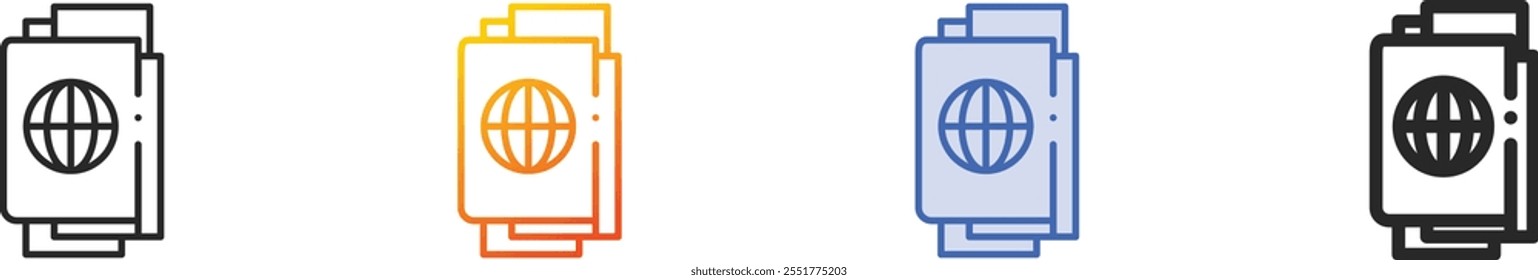passport icon.Thin Linear, Gradient, Blue Stroke and bold Style Design Isolated On White Background