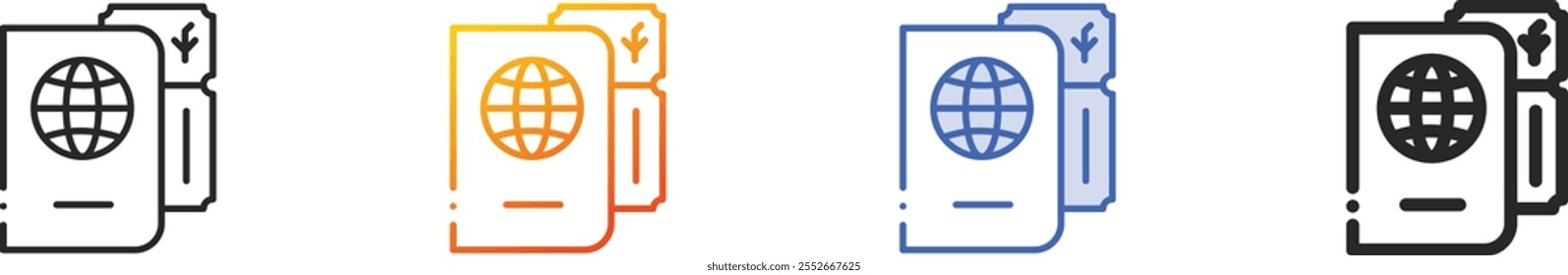 passport icon.Thin Linear, Gradient, Blue Stroke and bold Style Design Isolated On White Background