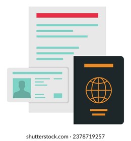 Passport, ID card and travel insurance: travel documents isolated