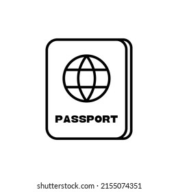Passport, Id, Citizen Document, International Passport Cover, Template Black Line Icon. Outline Symbol, Sign Used For: Illustration, Infographic, Logo, App, Web Design, Dev, Ui, Ux, Gui. Vector EPS 10