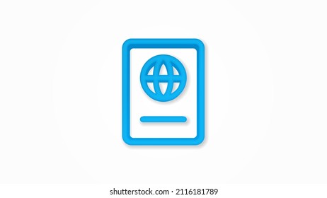 Pasaporte, documento de identidad 3d icono de línea realista. Ilustración de la vista superior del vector. pictograma de color aislado en fondo blanco