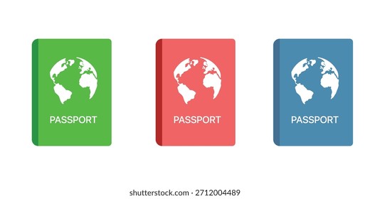 Conjunto de vetores do ícone do globo de documentos de identificação do Passport