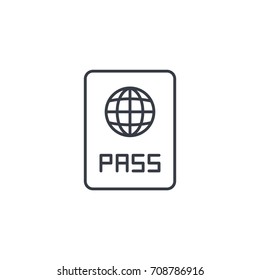 Passport, id document thin line icon. Linear vector illustration. Pictogram isolated on white background