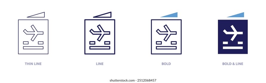 Passport ID icon in 4 different styles. Thin Line, Line, Bold, and Bold Line. Duotone style. Editable stroke.