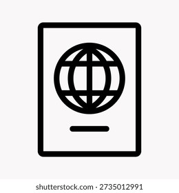 Passport identification icon for travel document verification, client compliance, and identity authentication in financial and regulatory systems rounded outline editable vector.