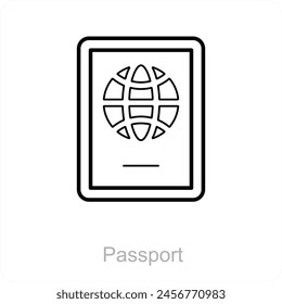 Concepto de icono de pasaporte e identidad