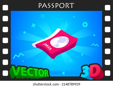 Passport isometric design icon. Vector web illustration. 3d colorful concept