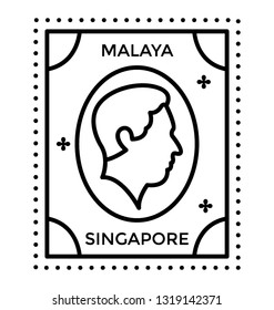 Passport label, singapore stamp 