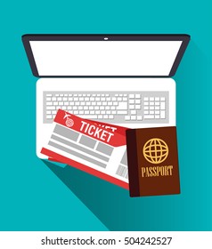 Passport laptop and tickets design