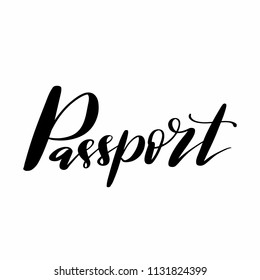 Passport. Passport lettering. Vector illustration in flat design.