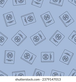 Passport line art seamless pattern. Suitable for backgrounds, wallpapers, fabrics, textiles, wrapping papers, printed materials, and many more.