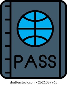Passport Line Filled Vector Icon Design