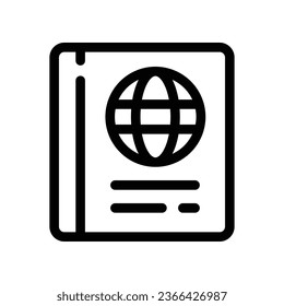 Passport line icon. Document book with world verify symbol. Citizenship ID for traveler. Air travel international document. Visa legal immigration Vector illustration Design on white background EPS 10