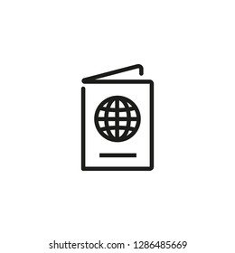 Passport line icon. Document, personal data, trip. Tourism concept. Vector illustration can be used for topics like travelling, active lifestyle, hobby