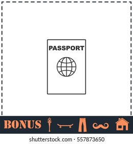 Passport line icon flat. Simple vector symbol and bonus icon