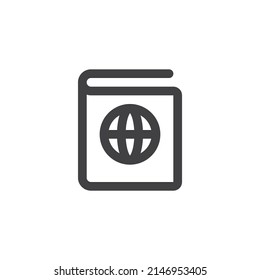 Passport line icon. linear style sign for mobile concept and web design. passport globe outline vector icon. Symbol, logo illustration. Vector graphics