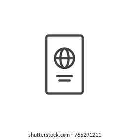 Passport line icon, outline vector sign, linear style pictogram isolated on white. Identity card symbol, logo illustration. Editable stroke