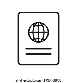 Passport line icon. Personal document symbol. Travel outline concept. Vector isolated on white