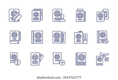 Passport line icon set. Editable stroke. Vector illustration. Containing passport, deportation, travel.