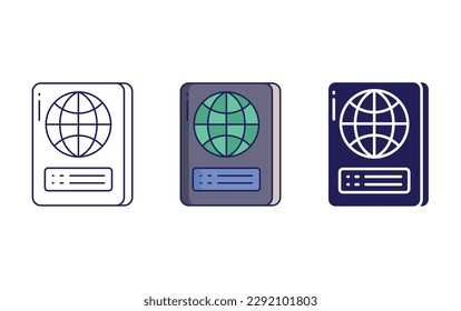 Passport line and solid illustration icon