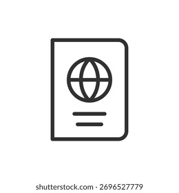 Passport, linear icon. Travel document and identification. Line with editable stroke.