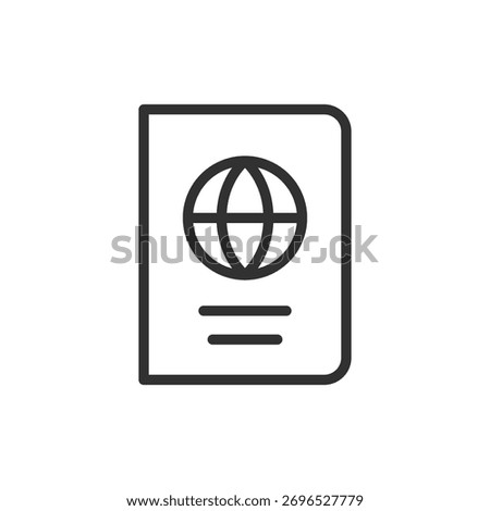 Passport, linear icon. Travel document and identification. Line with editable stroke.