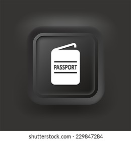 Passport on Black Bevel Square Button