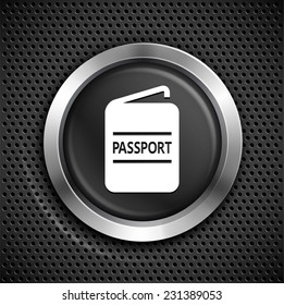 Passport on Black Round Button