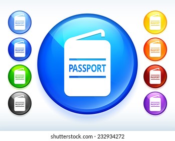 Passport on Blue Round Button