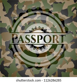 Passport on camouflage texture