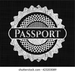 Passport on chalkboard