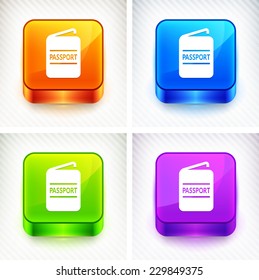 Passport on Multi Color Square Buttons