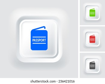 Passport on White Bevel Square Button
