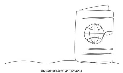 Passport One line drawing isolated on white background