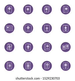 passport outline icon set. creative visa, document icons sign vector illustration.
